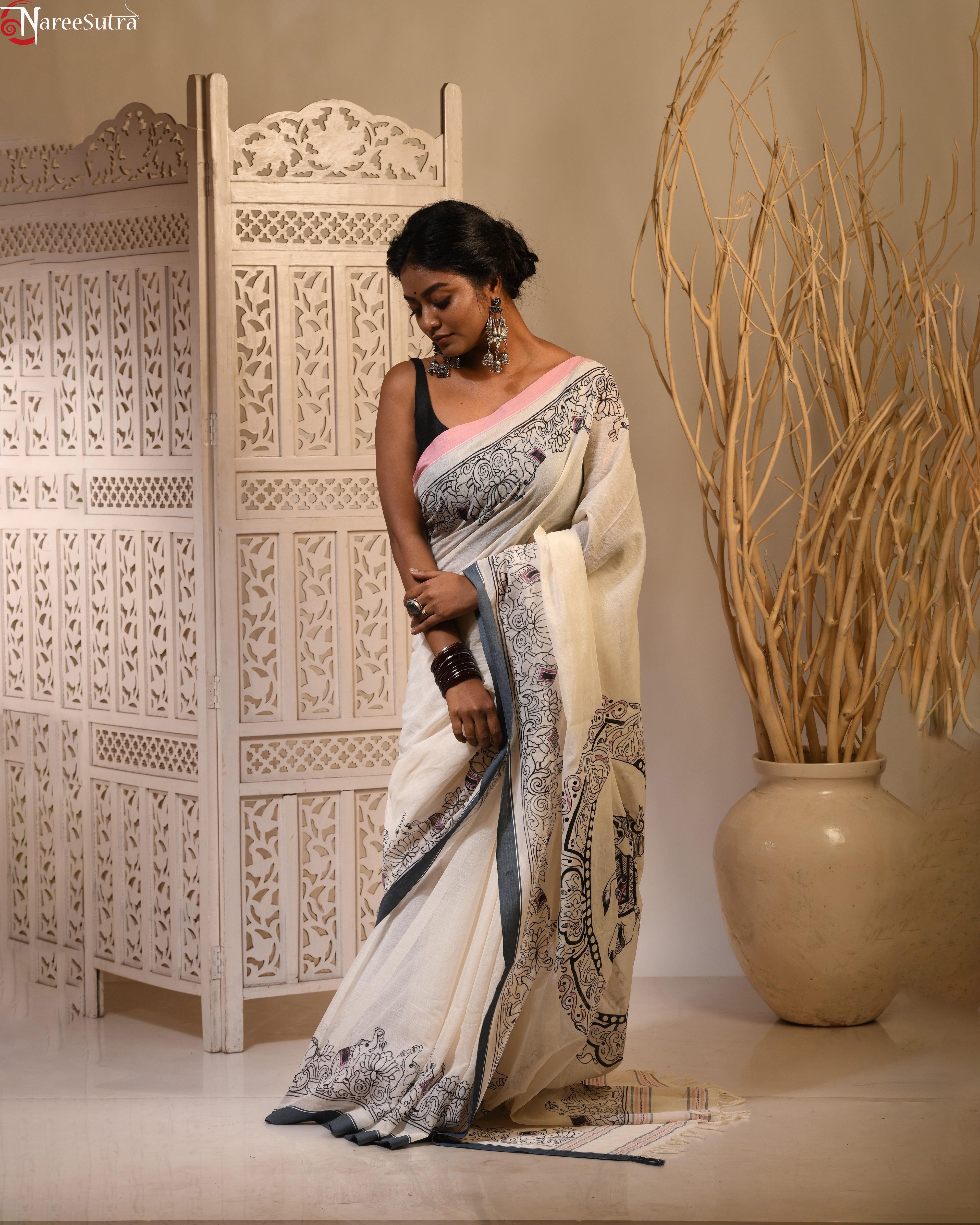 Oirabot (Handpainted Handwoven Cotton Saree)