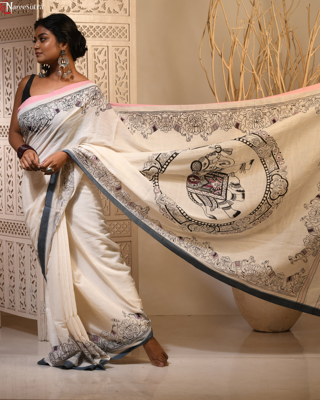 Oirabot (Handpainted Handwoven Cotton Saree)