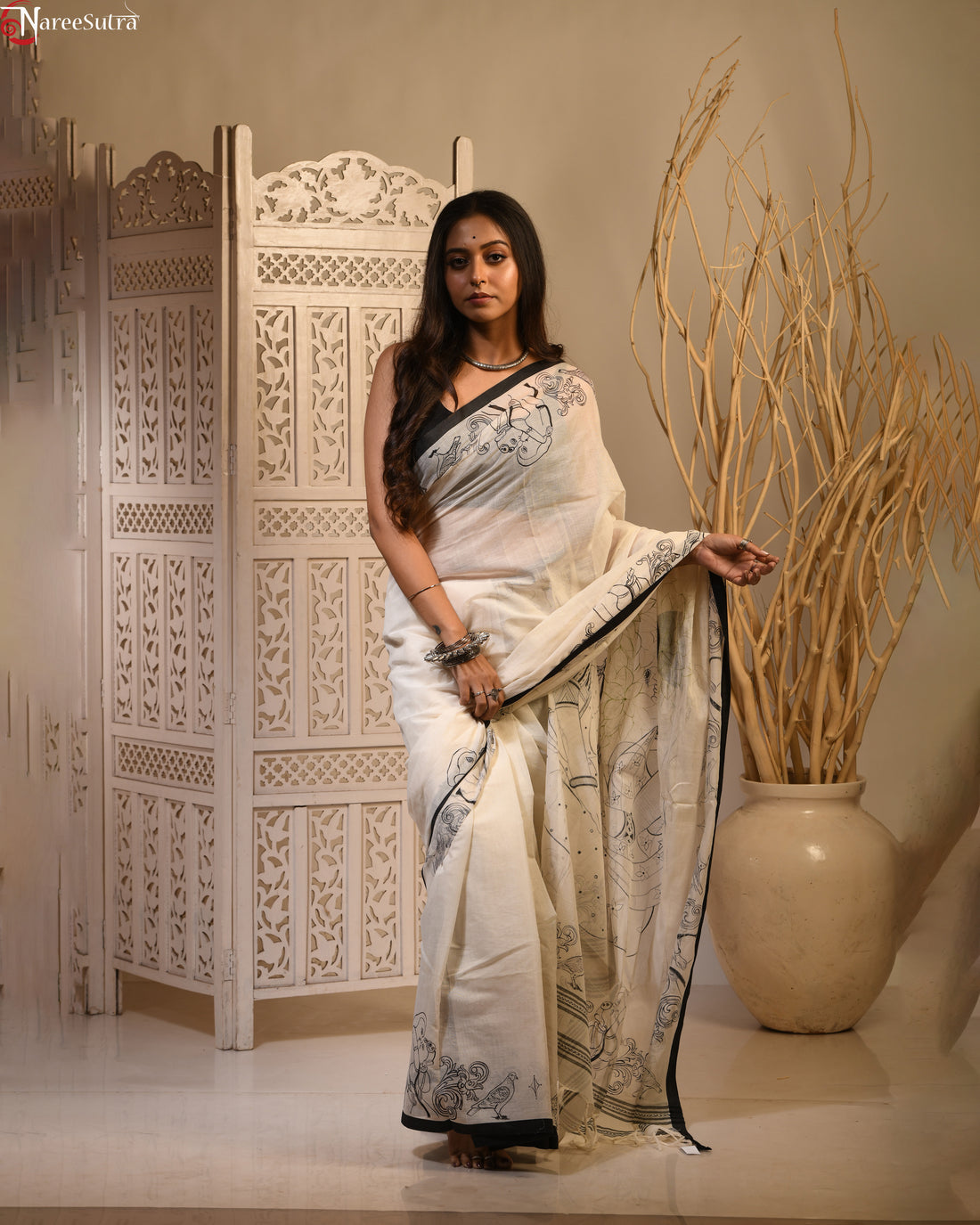 Alo Andhari (Handpainted Handwoven Cotton Saree)