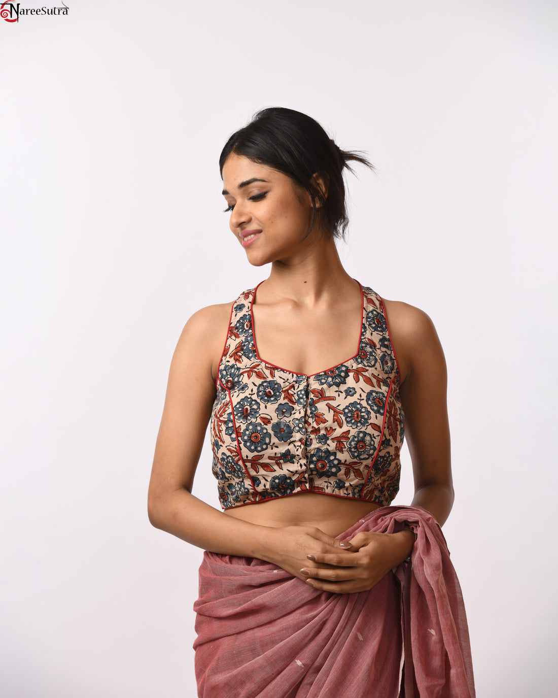 Ajrakh Cotton Sleeveless Vest Cut Blouse