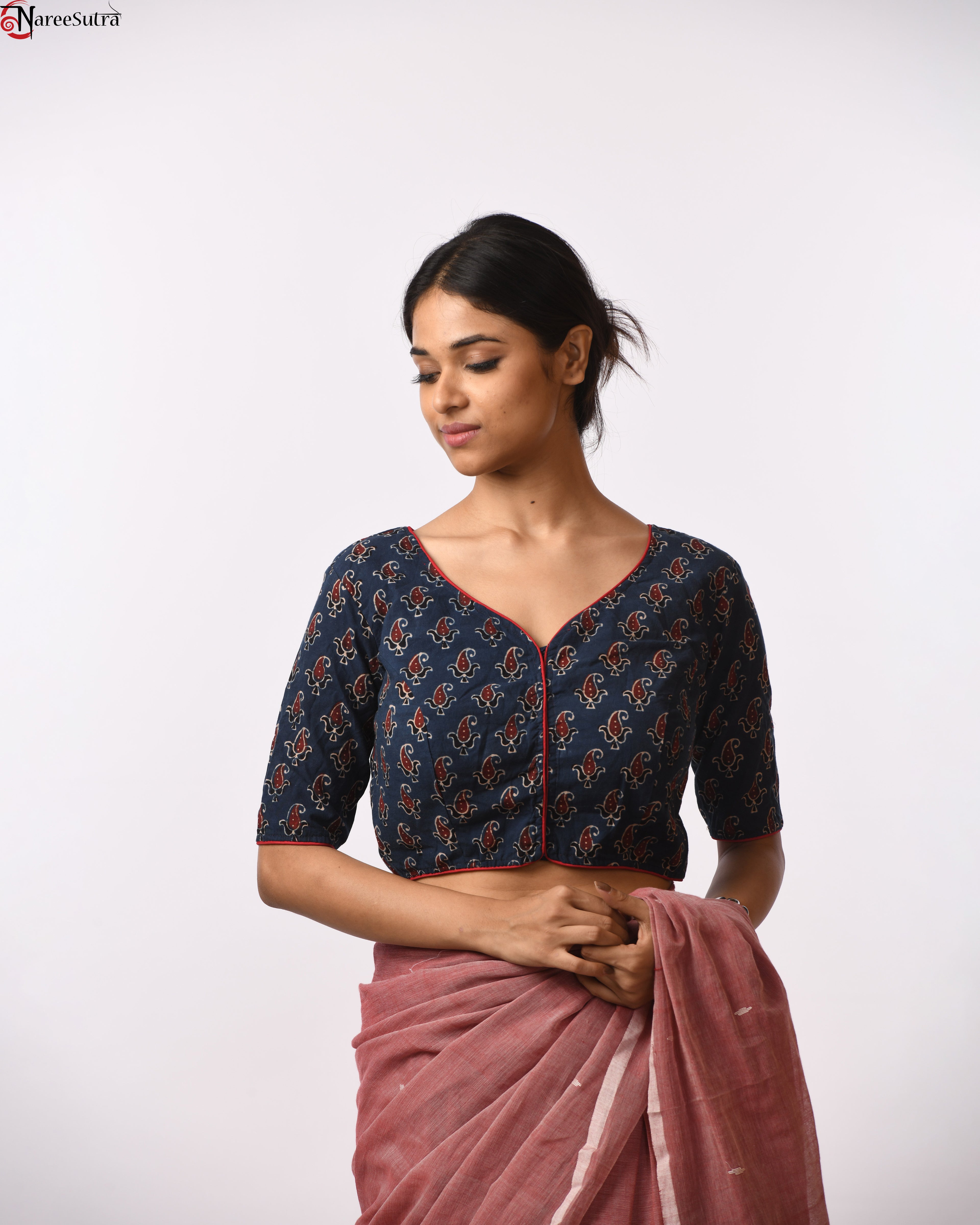 Cotton Ajrakh Kantha Stich Blouse