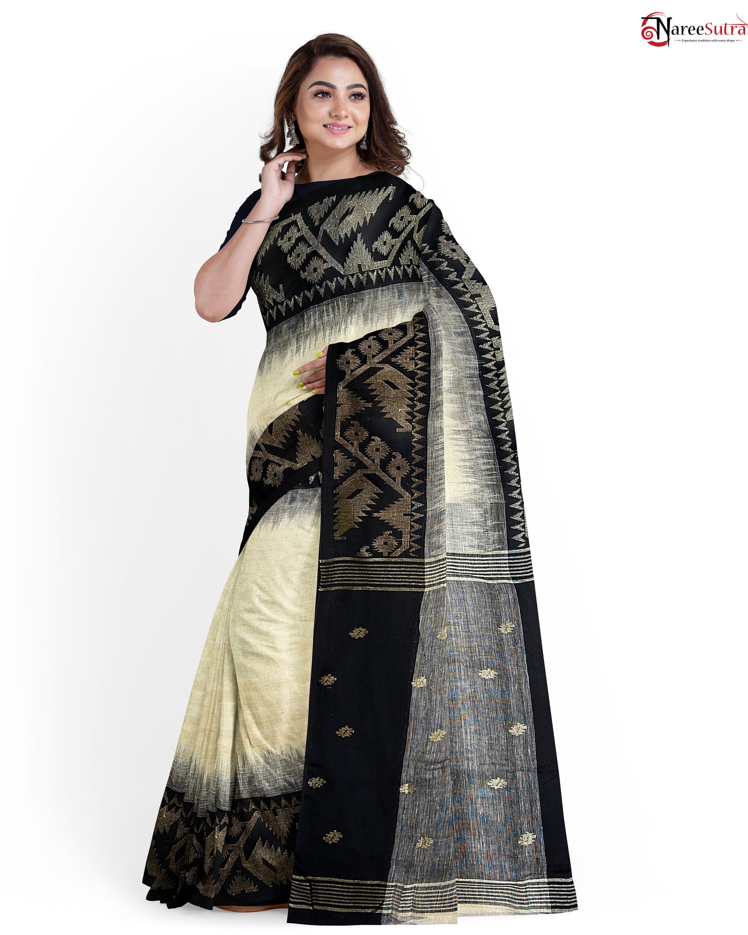 Shyama Meyer Bsyato Byakul Paye (Linen SAREE)