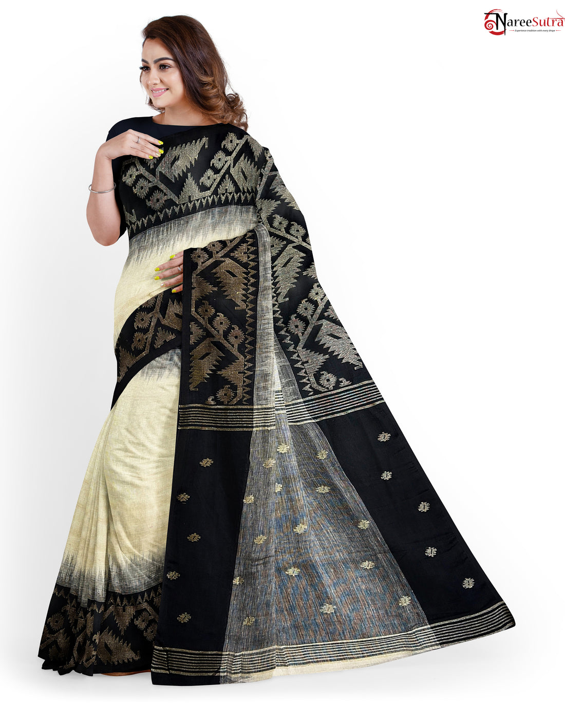 Shyama Meyer Bsyato Byakul Paye (Linen SAREE)